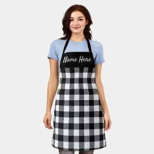 Tablier Buffle noir blanc Plaid Personnalisé Rustique