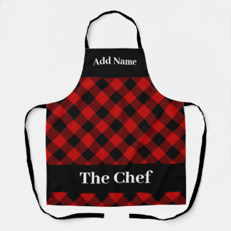 Tablier Buffle Noir Rouge En vichy Voir Le Chef Apron