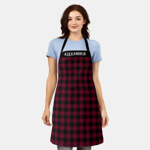 Tablier Buffle Noir Russe Bourgogne Plaid Fête Personnalis