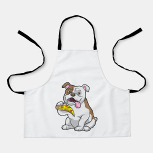 Tablier Bulldog avec morceau de pizza