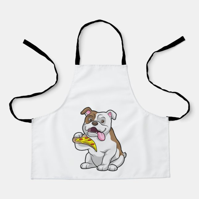 Tablier Bulldog avec morceau de pizza (Recto)