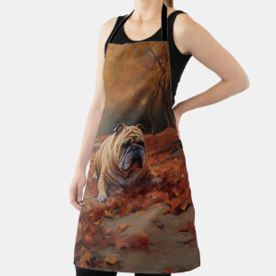 Tablier Bulldog en automne Feuilles automne Inspire