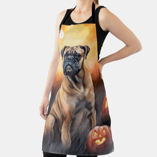 Tablier Bullmastiff d'Halloween avec la peur Citrouille (Insitu)