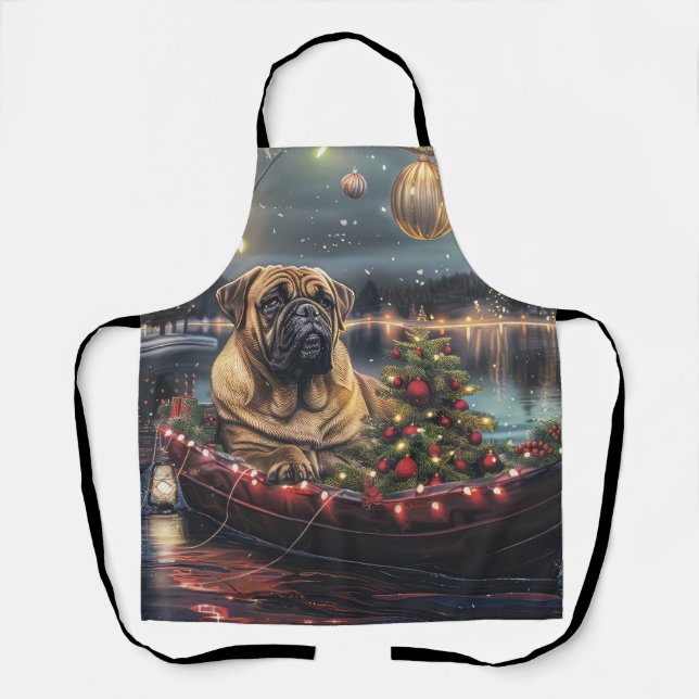 Tablier Bullmastiff Noël Festive Voyage (Recto)