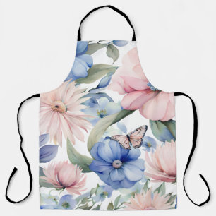Tablier Bunch de fleurs rose et bleu classique