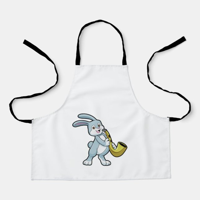 Tablier Bunny en musique avec saxophone (Recto)
