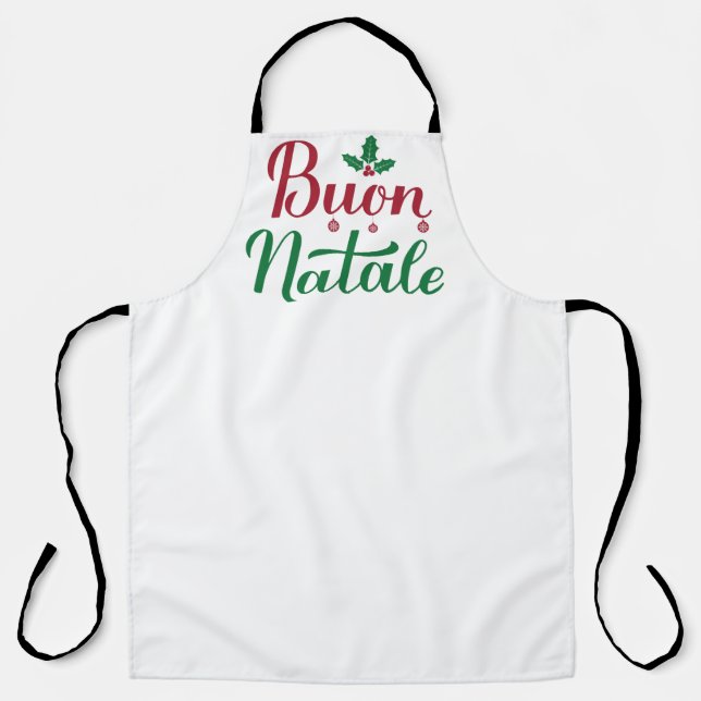 Tablier Buon Natale Italien Joyeux Noël Holly (Recto)