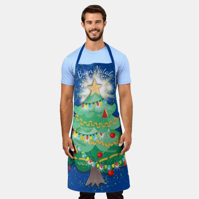 Tablier Buon Natale sapin de Noël cuisine de pâtes italien (Porté)