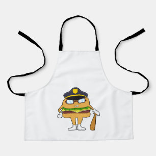 Tablier Burger en tant que policier avec casquette de poli