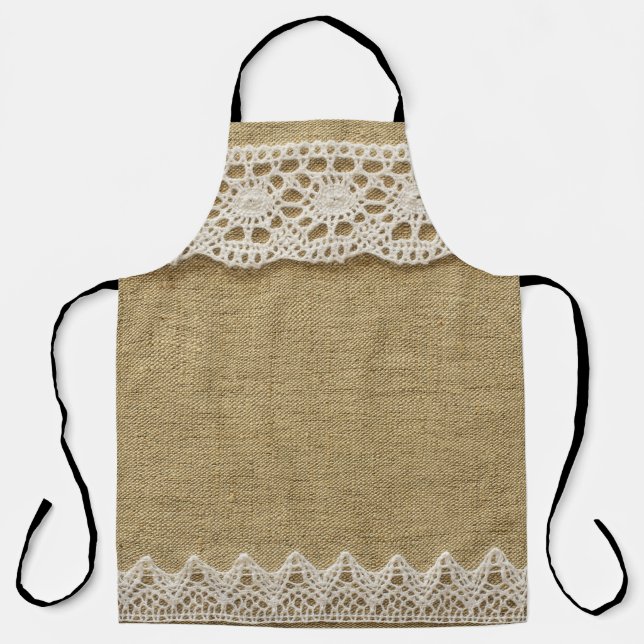 Tablier Burlap, dentelle texture tissu. (Recto)