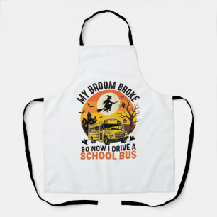 Tablier Bus Scolaire Sorcière Halloween Design Vintage Ens