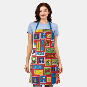 Tablier cacahuètes   Motif des timbres de Noël