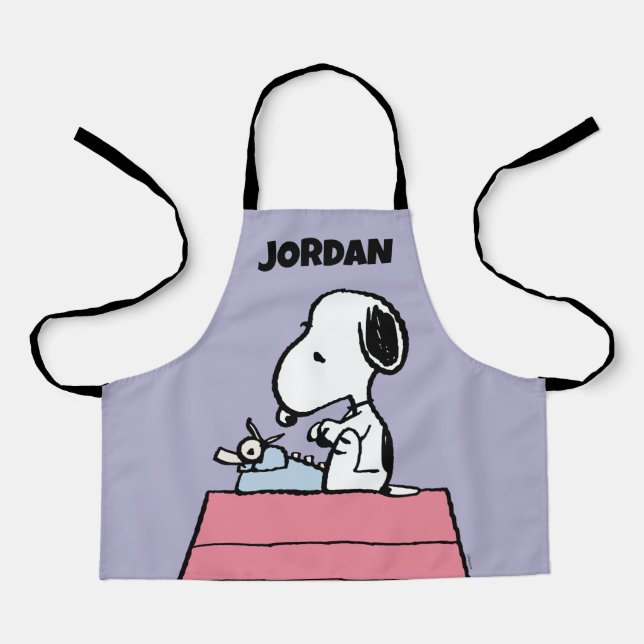 Tablier cacahuètes | Snoopy à la machine à écrire | Ajoute (Recto)
