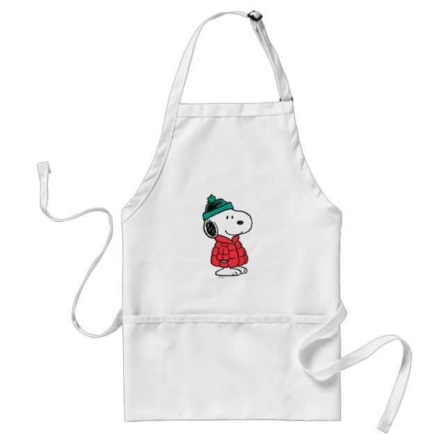 Tablier cacahuètes | Snoopy Chat d'hiver et Casquette (Devant)