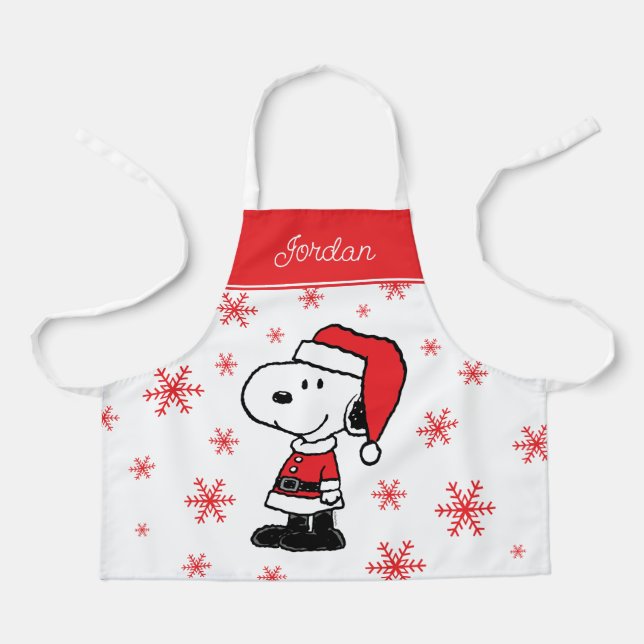 Tablier cacahuètes | Snoopy Santa Claus | Ajouter Votre No (Recto)