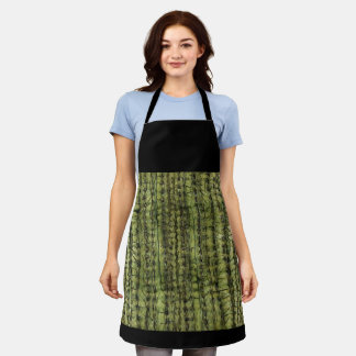 Tablier Cactus Green Kitchen Apron with Black Upper