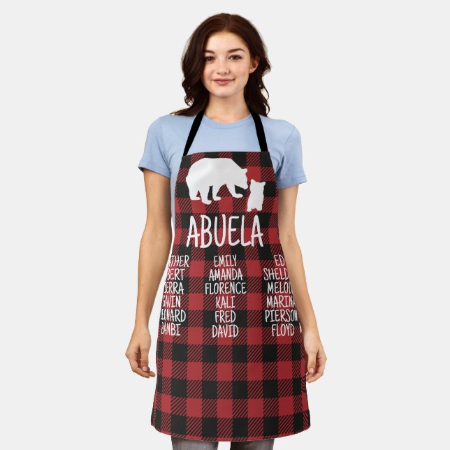 Tablier Cadeau customisé avec les noms de gamin Abuela Bea (Porté)