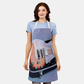 Tablier cadeau d'anniversaire guitariste vintage