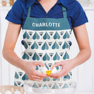 Tablier Cadeau de cuisine à fleurs bleues et blanches avec