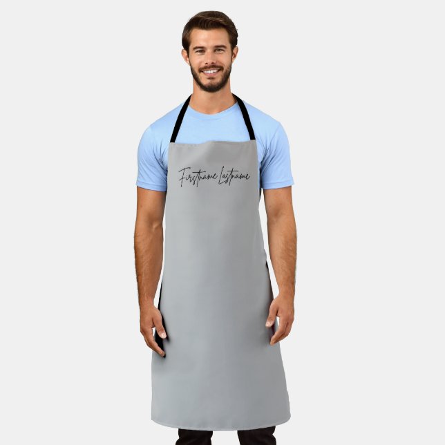 Tablier Cadeau de Cuisine de signature noire personnalisé  (Porté)