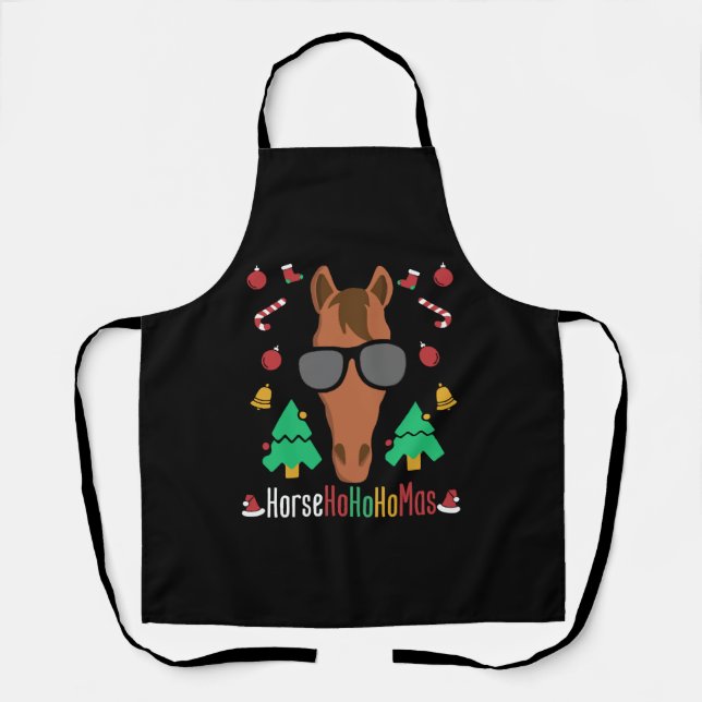Tablier Cadeau de Noël animal Horse Lover (Recto)