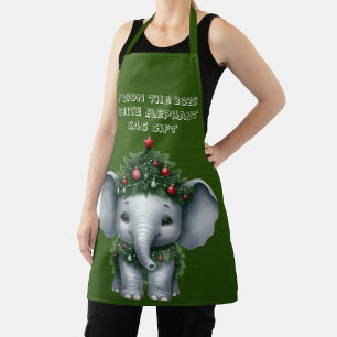Tablier cadeau de Noël Blanc Eléphant Gag