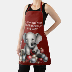 Tablier cadeau de Noël Blanc Eléphant Gag