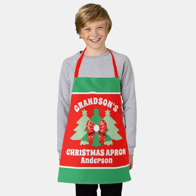 Tablier Cadeau de Noël personnalisé de grand-fils (Porté)