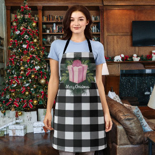 Tablier Cadeau de Noël Plaid Buffalo Rose