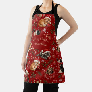 Tablier Cadeau de Noël pour Amateur de Chats avec