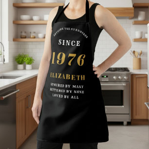 Tablier Cadeau personnalisé 50e anniversaire 1976 Noir & O