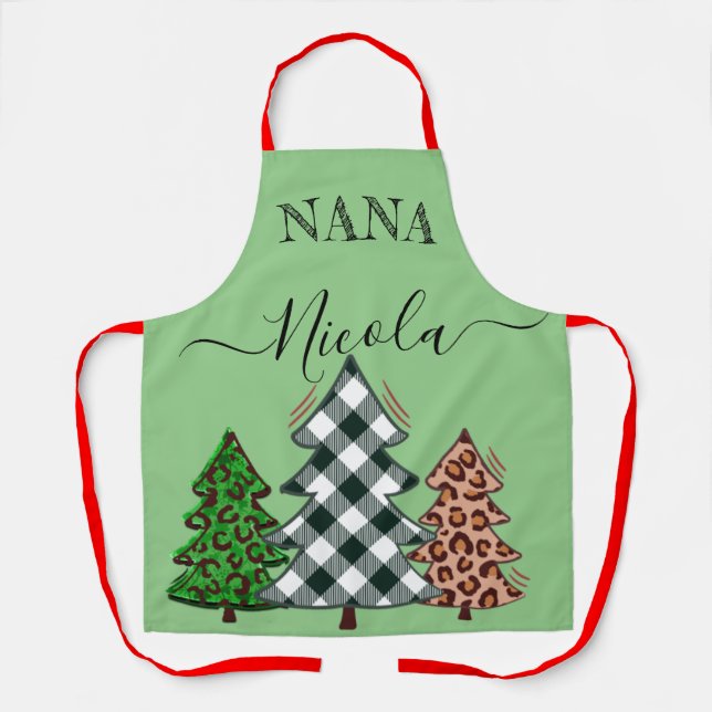 Tablier Cadeau Pour Noël Collection Arbre Chef Baker Nana (Recto)