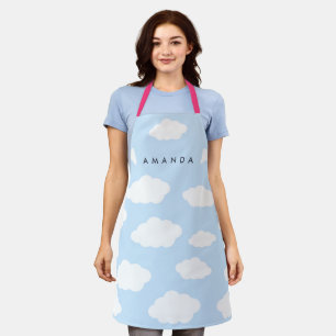 Tablier Cadeaux Monogramme Cute Girl Blue Cloud personnali