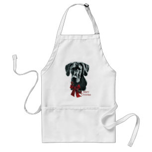 Tablier Cadeaux noirs de Noël de great dane