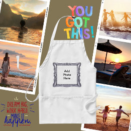 Tablier Cadre argenté élégant Ajouter une photo ici