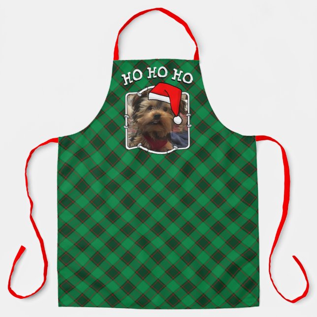 Tablier Cadre photo de Noël personnalisé Rouge et vert Pla (Recto)