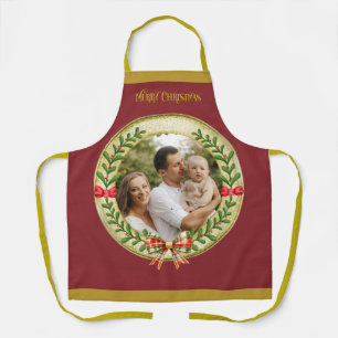 Tablier Cadre photo personnalisé et couronne de Noël
