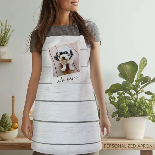 Tablier Cadre photo rustique avec Arrière - plan Shiplap I (Personalized Apron)