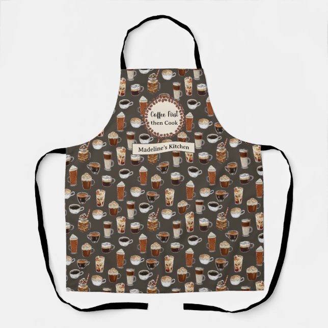 Tablier Café Cadeau Diplômé Louveur Premier Café Puis Cuir (Recto)