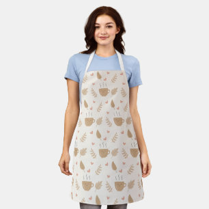 Tablier Café Cute Kawaii et Motif d'automne Feuille
