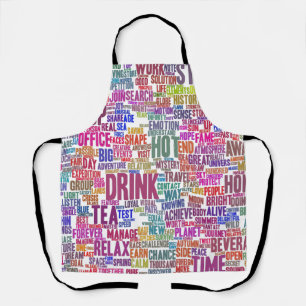 Tablier Café Nuage de Mots Texte Motif Tasse Thé