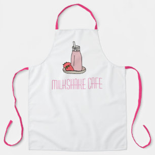 Tablier Café serveuse milshake rose et blanc