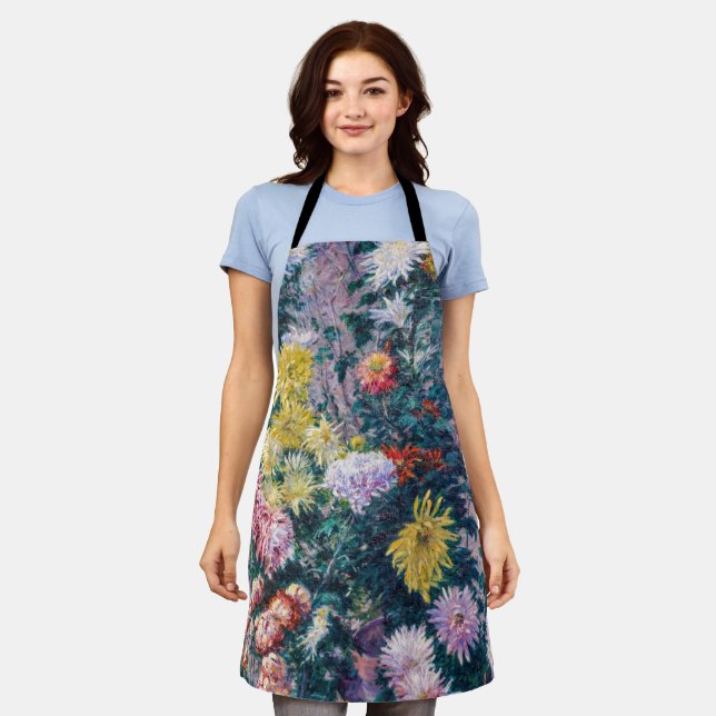 Tablier Caillebotte - Chrysanthèmes blanc et jaune (Porté)