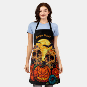 Tablier Calavera florale colorée Crâne de sucre , Hallowee