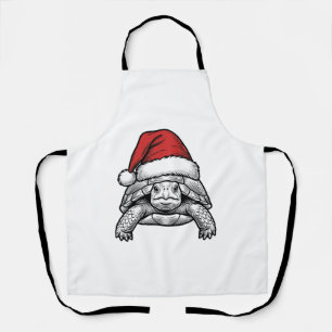 Tablier Calèche de Noël Tortue Chapeau de Père Noël Dessin