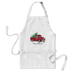 Tablier Camion de rouge d'aquarelle de Noël de ferme