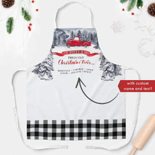 Tablier Camion Vintage, arbres frais coupés, plaid sur le