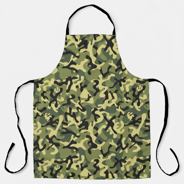 Tablier Camouflage en bois noir vert olive (Recto)