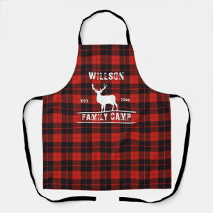 Tablier Camp familial Cunningham écossais tartan noir roug