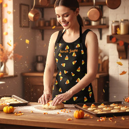 Tablier Candy Corn Nom du Motif Amusant Black Halloween Ap